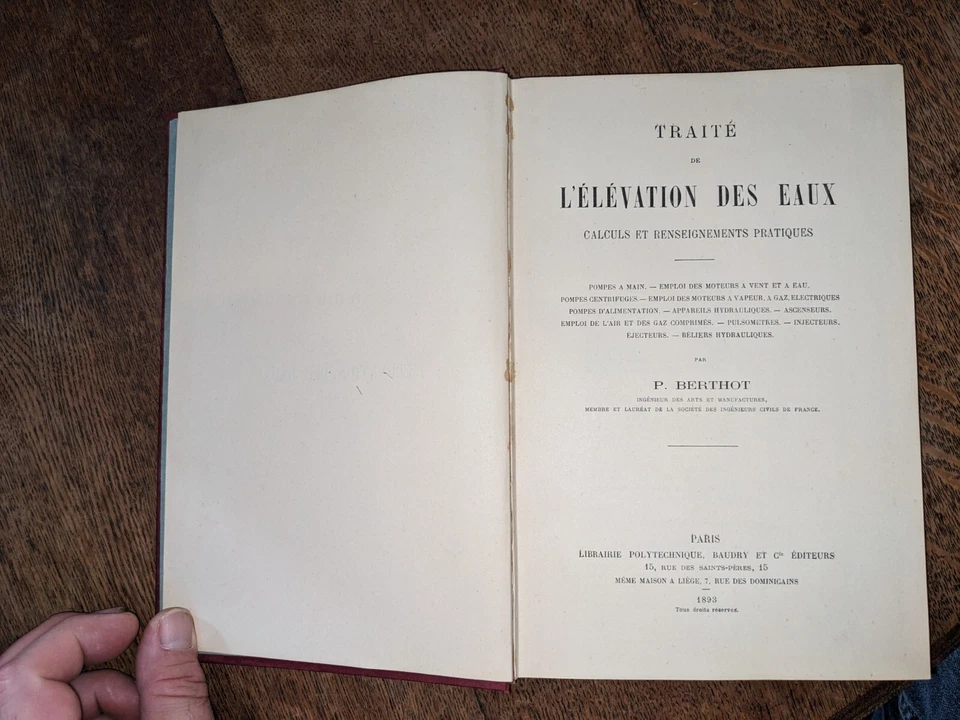 old book - Treatise on the elevation of water - 1893 - Image 3 of 4