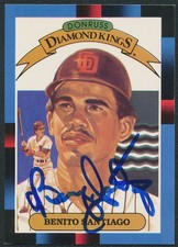 1988 DONRUSS DIAMOND KINGS BENITO SANTIAGO PADRES AUTO SIGNED BASEBALL CARD #3 1988 DONRUSS DIAMOND KINGS BENITO SANTIAGO PADRES AUTO SIGNED BASEBALL CARD #3