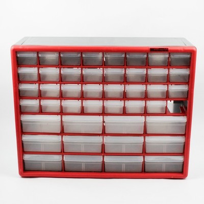 Akro-Mils Rot/Grau 44-Drawer Plastik Aufbewahrung Schrank (1 Fehlende Drawer)