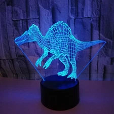 Kids 3D illusion Dinosaur LED USB table Night Light Lamp Bedroom Decors Gift