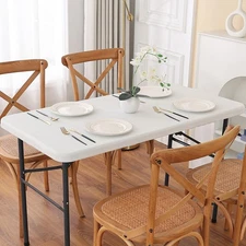 Viiamacki Jacquard Spandex Fitted Rectangle Tablecloth, Elastic Cool Touch Fa...