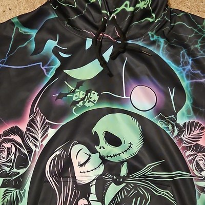 Disney Nightmare Before Christmas Hoodie Sweatshirt Black Green Purple