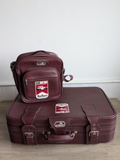 Vintage Crown Burgundy Luggage Suitcase & Bag With Marlboro Formula 1 Stickers