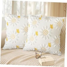 Sunflower Pillow 18" x 18" Pack of 2 Sunflower Butterfly Pillow Covers 2 Pcs 