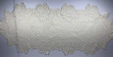 Lace Table Runner or Dresser Scarf Pinecones Off White 14 1/2” X 34”
