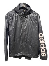 Adidas Women's Essentials Linear Windbreaker Hooded Jacket,Black L  60
