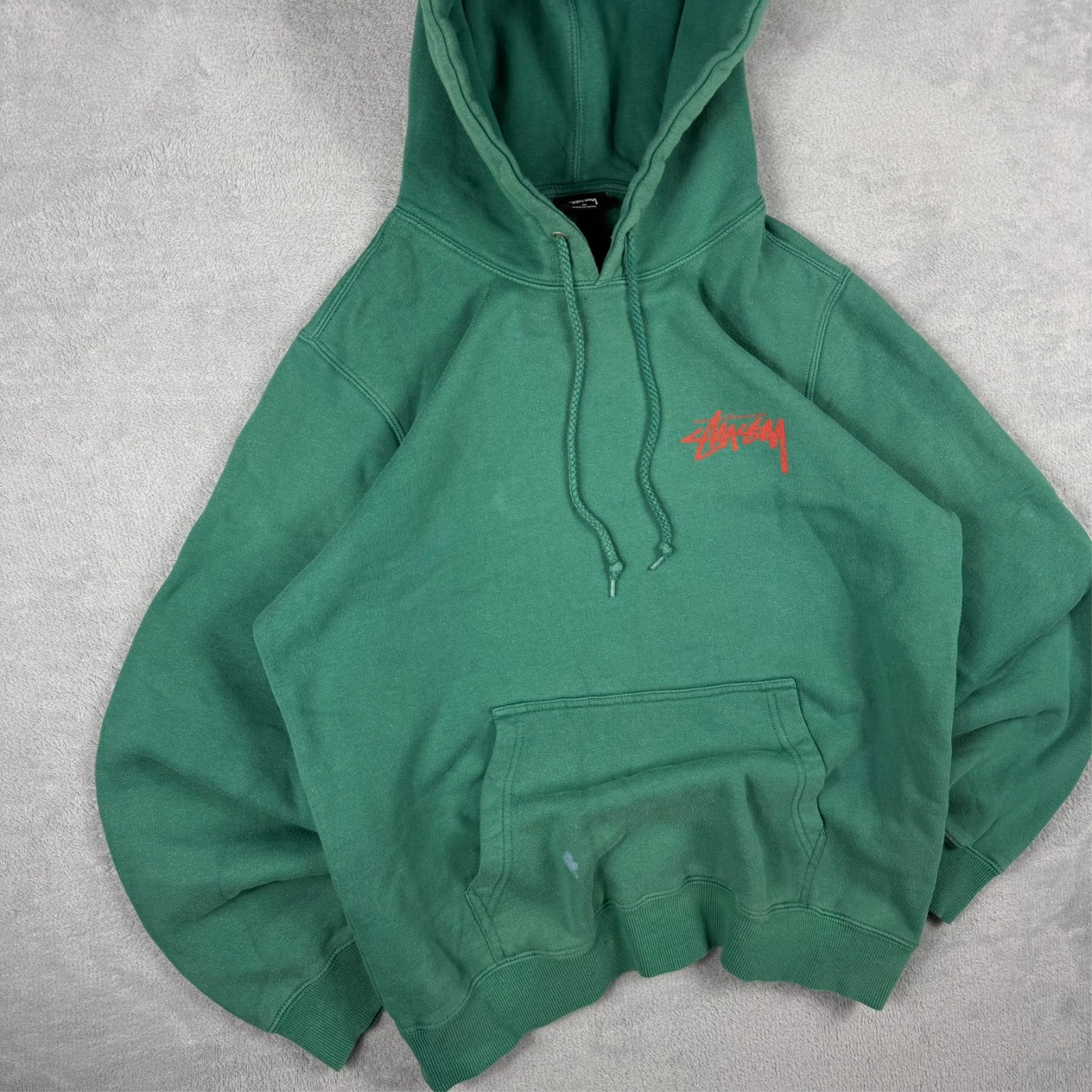 Vintage Stussy International World Wide Tribe Green Heavyweight Medium Hoodie image 2