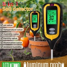 New 6 in 1 Digital PH Tester Sunlight Soil Moisture Meter Detector Plant Garden