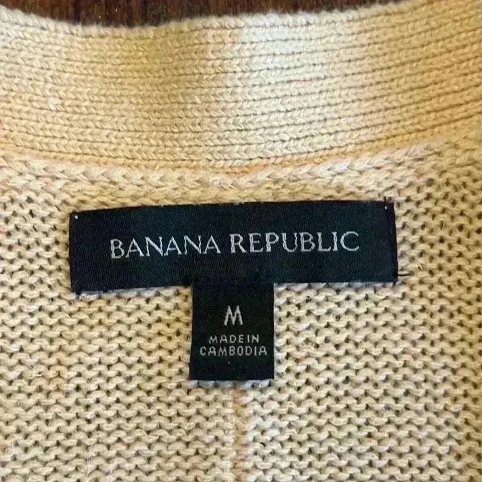 Banana Republic | Creamy Yellow V-Neck Button Down Cardigan, Cotton/Hemp, Size M - Image 3 of 4