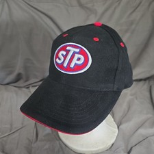 Vintage Richard Petty STP NASCAR Black Hat W Hook Loop Adjustment