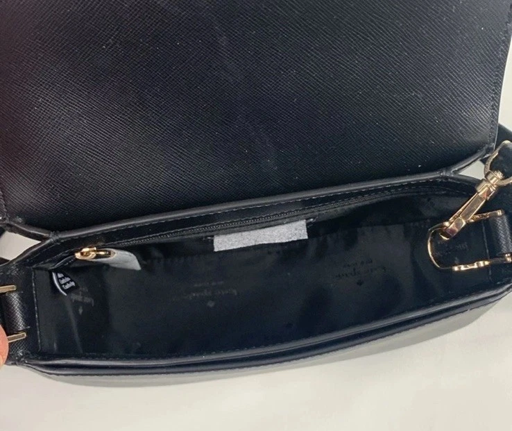 KATE SPADE MADISON 黑色 SAFFIANO 皮革马鞍包可调节肩带 完好 — 第 4/4 张图片