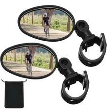 2 Pcs Bike Mirror 360 Degree Adjustable Safe Rotatable Handlebar Mirror Bicycle