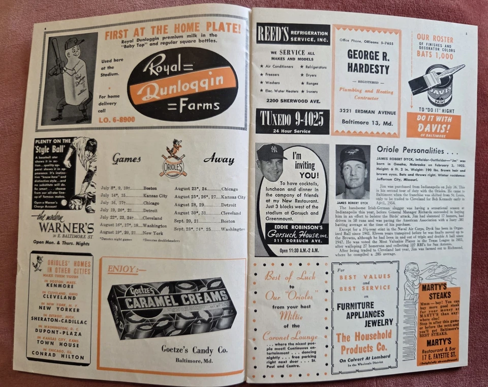 1955 Baltimore Orioles Score Card and Review Brooks Robinson 2nd Game 9/18/1955 - Image 3 of 4