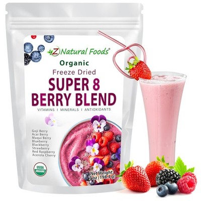 Z Natural Foods Super 8 Berry Blend Organic Freeze-Dried, Delicious Fruit Pow...