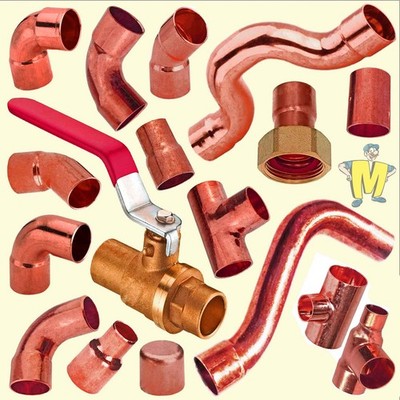 Löt-Fitting Kupfer Bogen Winkel Muffe T-Stück Nippel Lötfittinge Serie 5000