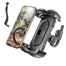 Bike Motorcycle Phone Holder with 2 Clamps, [New Generation] Bicycle Cell Black