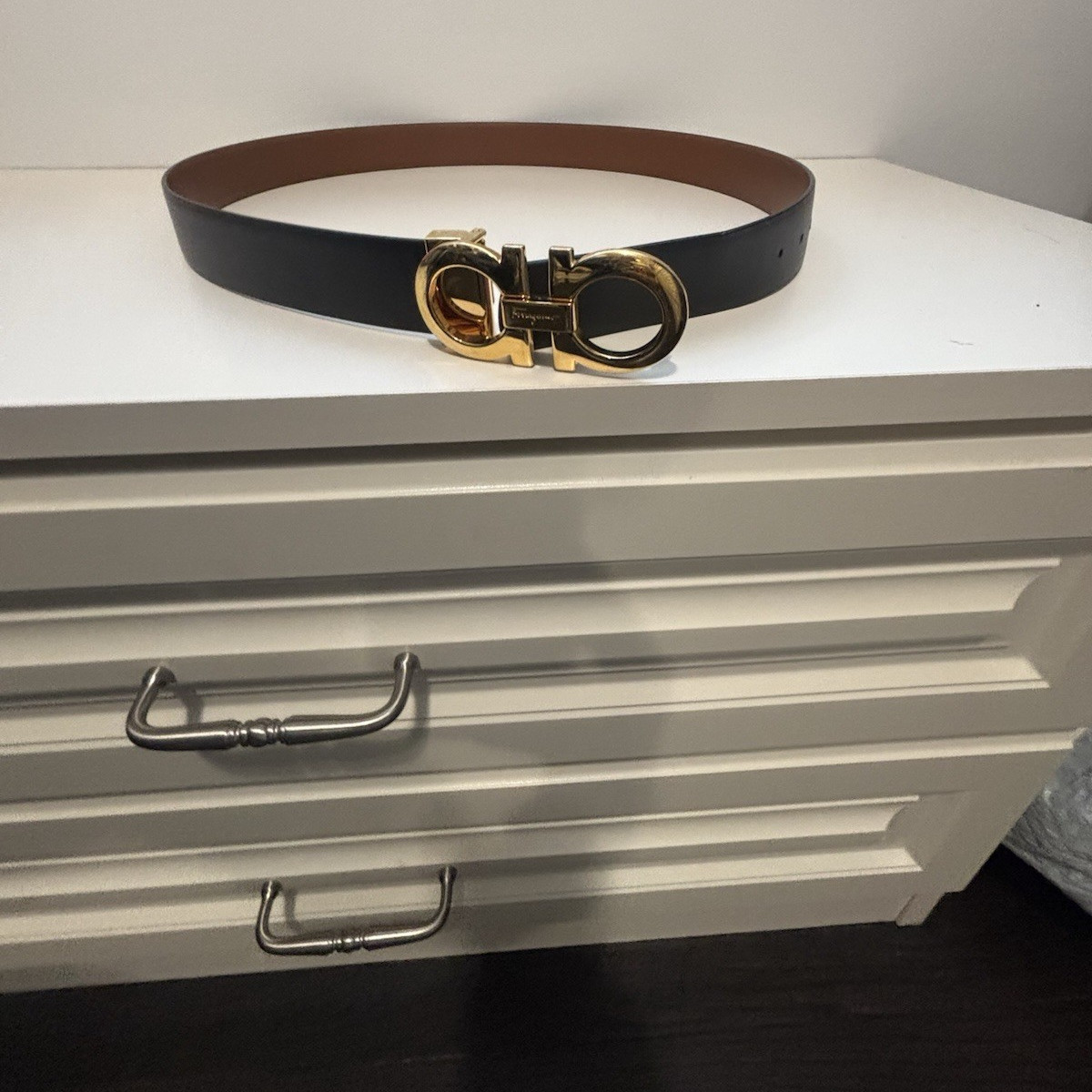 Salvatore Ferragamo Gold and Brown Woven Link Belt Buttery Yellow Salvatore Ferragamo Vintage Belt With Gold  main image 2