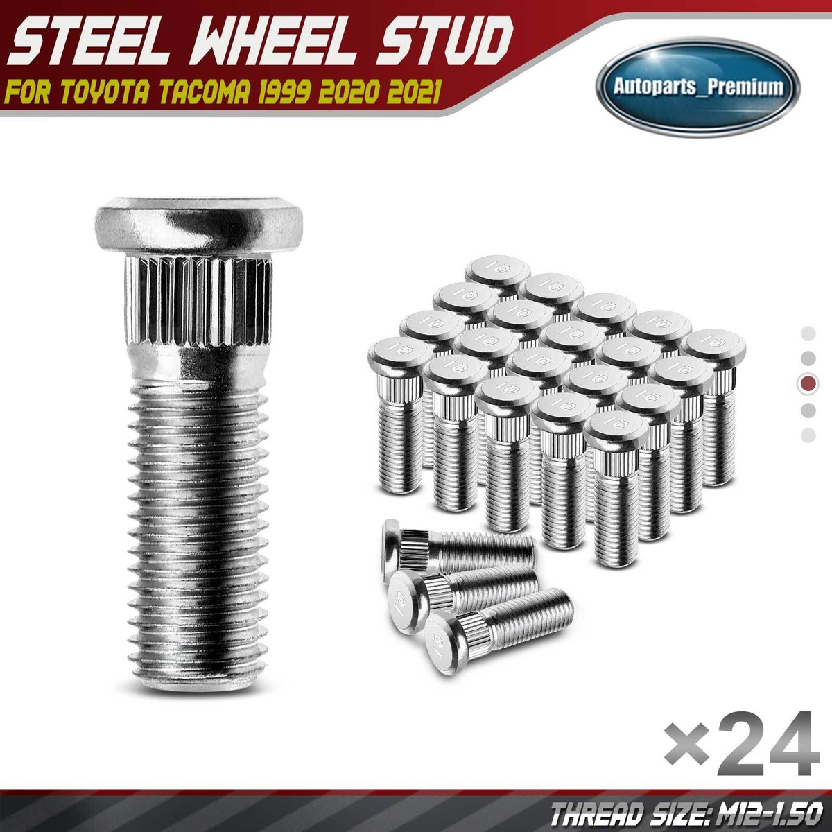 tom① 24x M12-1.5 Front & Rear Wheel Lug Stud for Toyota Tacoma