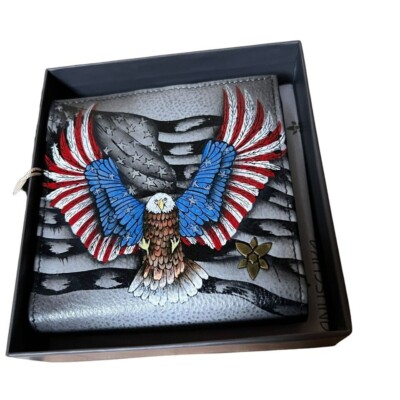 Anuschka Brave Eagle Hand-Painted Leather 2-Fold Wallet w  display picture 3