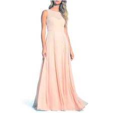 Jenny Yoo Collection Illusion Scoop Neck Pleated Sleeveless Formal Gown Size 12