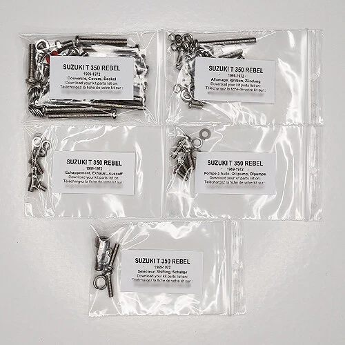 SUZUKI T 350 R 1969-1972 Engine stainless PHILLIPS pan screw kit #2 T350