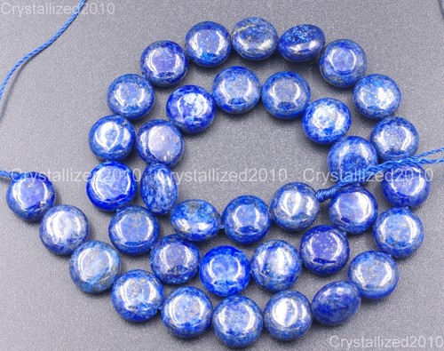 Natural Lapis Lazuli Gemstone Round Coin Candy Beads 10mm 12mm 14mm 16mm 16“ - Picture 3 of 12