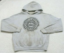 Gildan Gray Hooded Graphic Sweatshirt Long Sleeve Cotton Polyester Medium JKT209