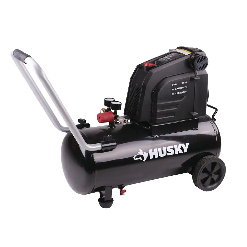 Husky Portable Air Compressor Tank Hotdog 8 Gal 150 PSI Oil Free
