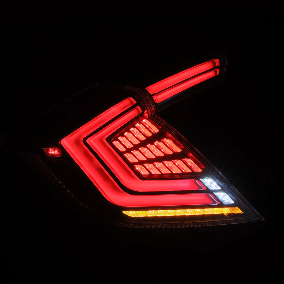 Fit 2016-2021 Honda Civic Hatchback NOVA-Series LED Tail Lights Pair Black - Image 2 of 4