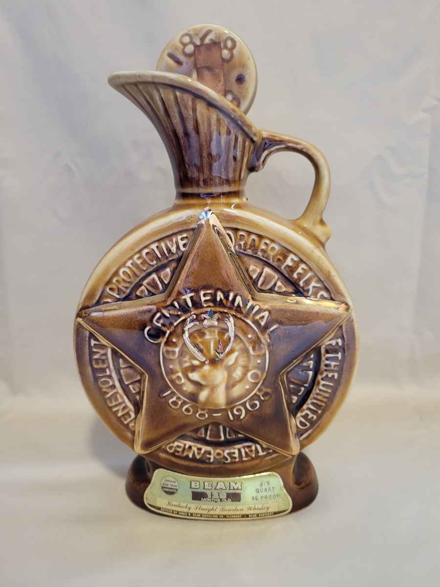 1968 Jim Beam Centennial 1868-1968 BPOE Elks Decanter Whiskey Jug