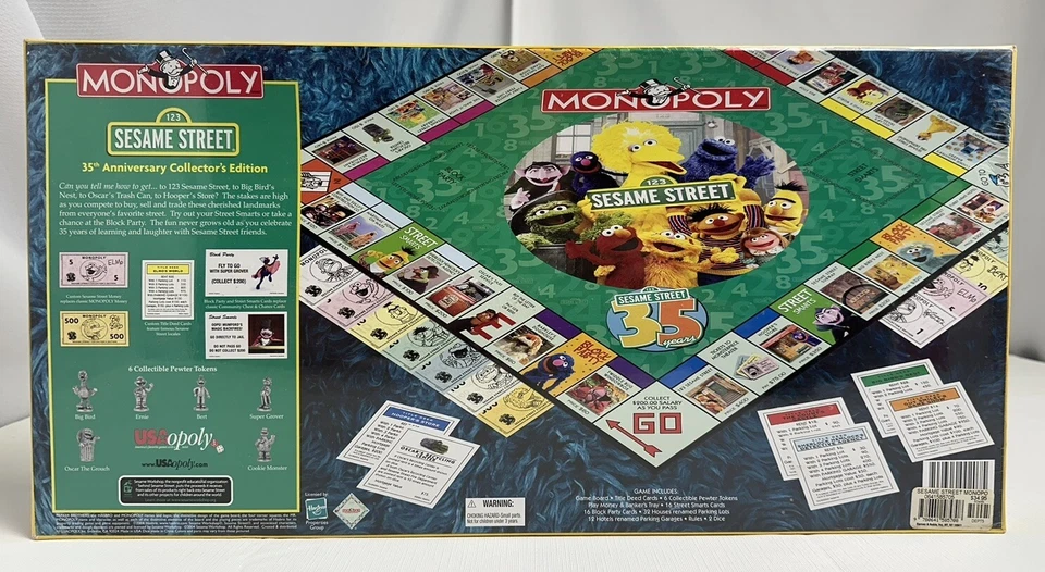 Monopoly Sesame Street 35th Anniversary Edition Board Game SEALED 2004 NEW - Image 2 of 2