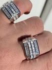 Mens Real Solid 925 Sterling Silver Iced Baguette Cz Square Ring Pinky Or Signet