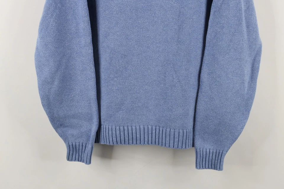 Suéter tejido de algodón en blanco descolorido grande Lands End vintage de los 90 azul Japón Foto 3 de 4