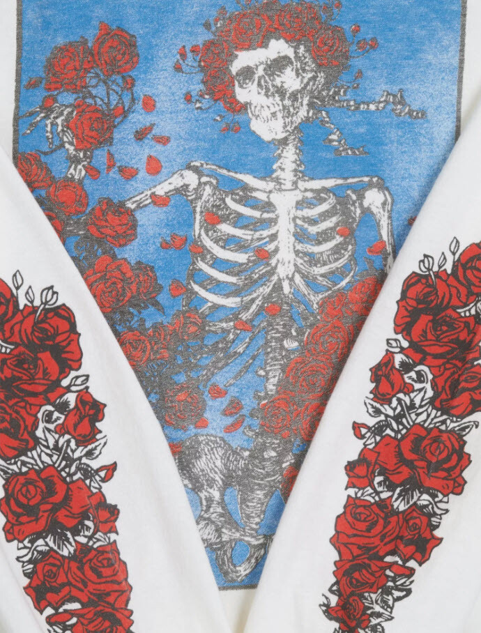 NWT MEN'S LUCKY BRAND GRATEFUL DEAD SKELETON & ROSES T-SHIRT