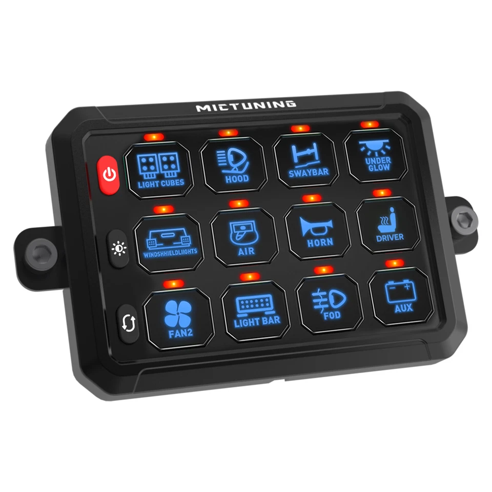 MICTUNING LED Touch Switch Panel, 12 Gang Led Light Bar ON-OFF Switch Power Box - Image 2 of 4