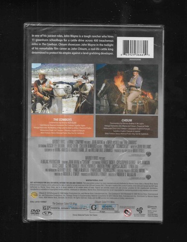 * OOP * Double Feature THE COWBOYS / CHISUM - John Wayne - RARE SEALED - Foto 2 di 2