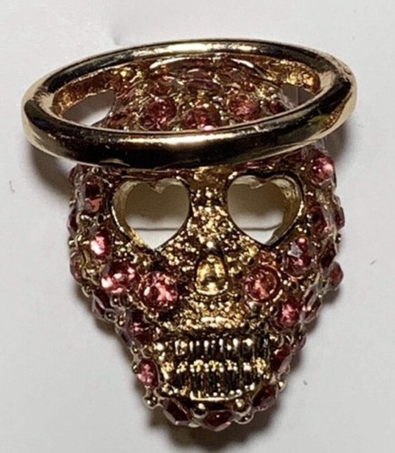 CALAVERA con halo"" de cristal rosa BETSEY JOHNSON NUEVOS CON ETIQUETAS - Imagen 2 de 2