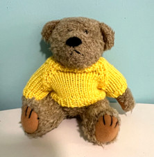 Plush Bear 8" Tan With Yellow Sweater, With Movable Legs. NEW B349 