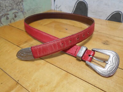 Leather Morris Moskowitz vintage belt Vintage Morris Moskowitz Black Reptile Leather Scale Buckle  main image 2