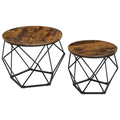 Set of 2 Round Side Tables Coffee Tables Side End Tables for Living Room
