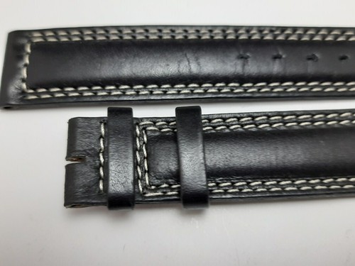 GENUINE OEM TAG HEUER 19MM BLACK CALFSKIN LEATHER BAND STRAP #7406 - Picture 2 of 3