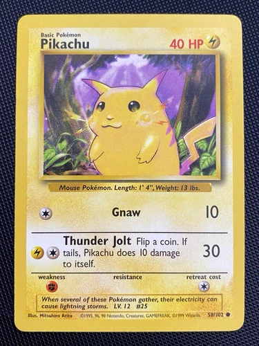 Pikachu 58/102 Base Set - Common - Pokemon Card TCG - WOTC Near Mint