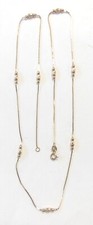Italian 14K Yellow Gold Triple Gold Bead Station Boxlink Necklace 23.75"