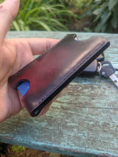 card holder leather black burgundy card holder with personalization - Picture 3 of 9