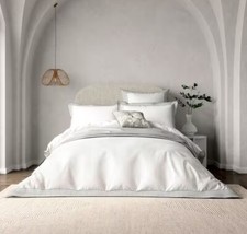 NEW Bedeck of Belfast Astrid Cotton Percale King Duvet Cover Set - White/Multi