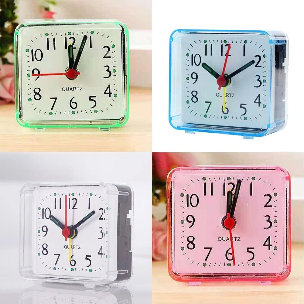 Bedside Small Silent No Tick Alarm Clock Quartz Battery Operated Wake Up Clocks