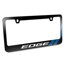 Ford Edge Carbon Fiber Texture Blue Stripe Black Metal License Plate Frame