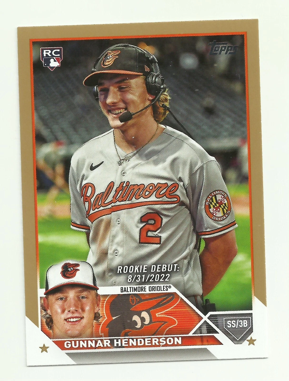 2023 Topps Update Series Gunnar Henderson Rookie Debut #US18 Gold #'d /2023