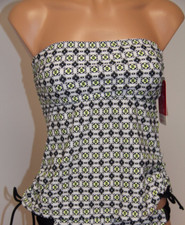 NWT Hula Honey Swimsuit Tankini Top Sz L Strapless Multi