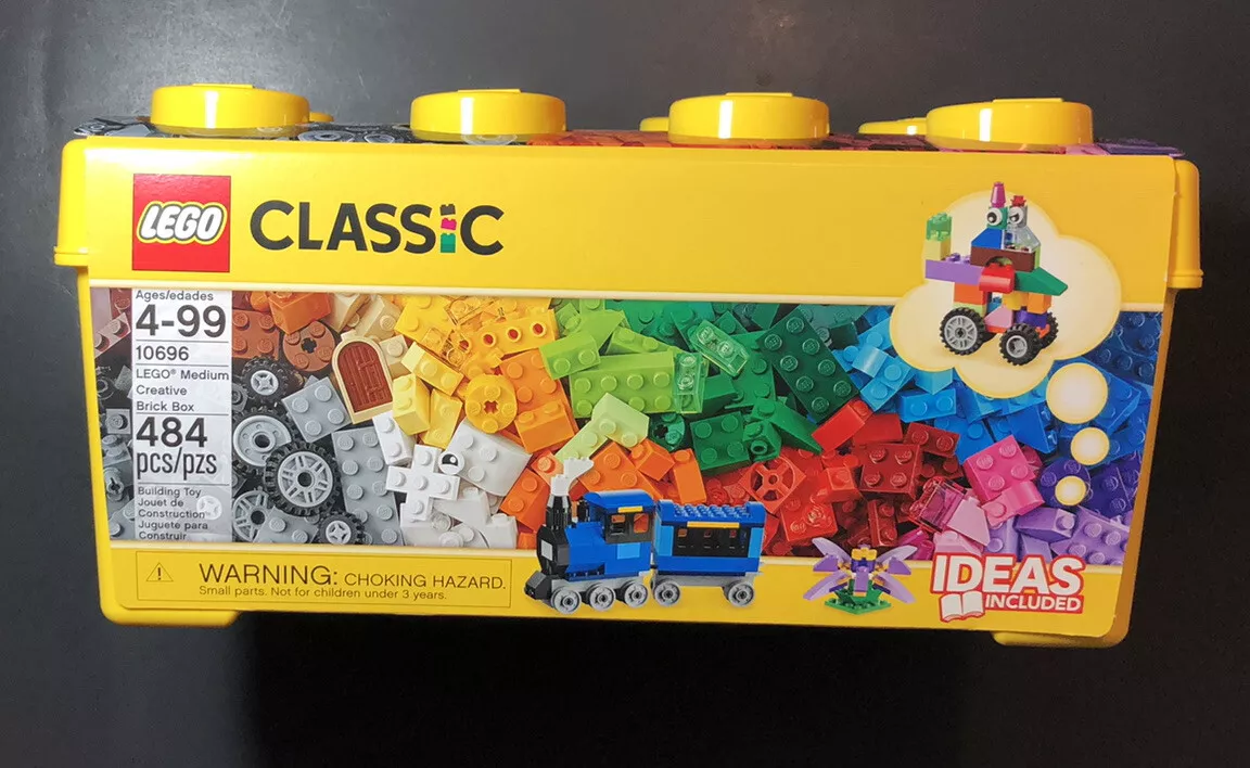 LEGO Classic Medium Creative Brick Box 10696 Building Toy Set - Featuring  Storage, Includes Train, Car, and a Tiger Figure, and Playset for Kids